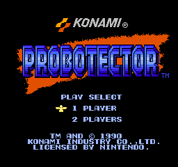 Probotector title screen for NES